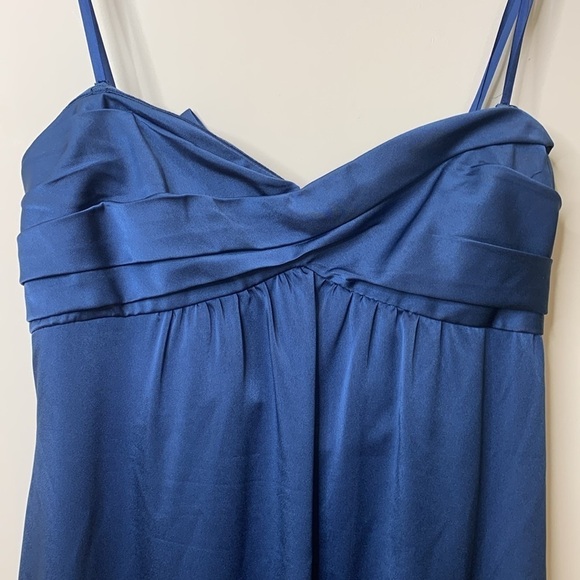 BCBGMaxAzria | Midnight Blue Satin Corset Bow Strapless Prom Wedding Dress 10 - Picture 7 of 17